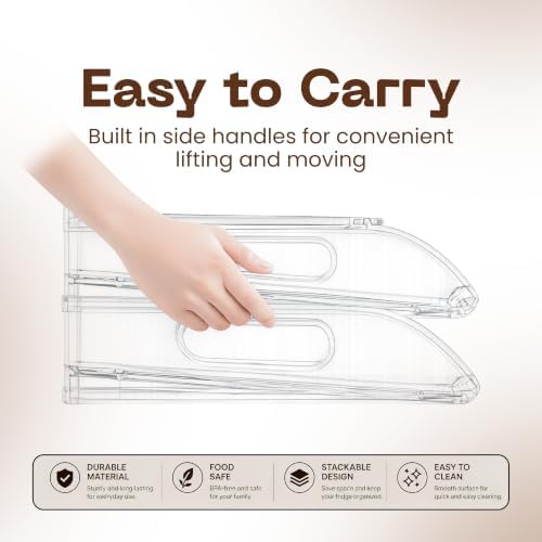 Auto Rolling Egg Holder for Fridge, 2-Tier Stackable Egg Dispenser Container with Lid, Clear BPA-Free Plastic Refrigerator Egg Storage Bin Tray, Space Saving Organizer for 36 Eggs - Pack of 2