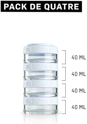 BlenderBottle GoStak Food Storage Containers for Protein Powder, Healthy Snacks, and Portion Control, 40cc, White (Pack of 4) - Image 2