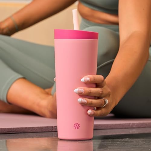 BlenderBottle Tumbler 2-in-1 Stainless Steel Shaker Bottle 24oz, Rose Petal - Image 5