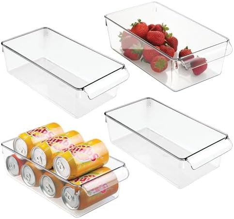 Fridge Storage Bin with Handle, Set of 4, Clear