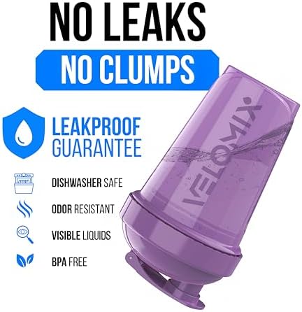 VELOMIX 2 Pack 20oz Protein Shaker Bottle for Protein Mixes, Purple/Black - Image 3
