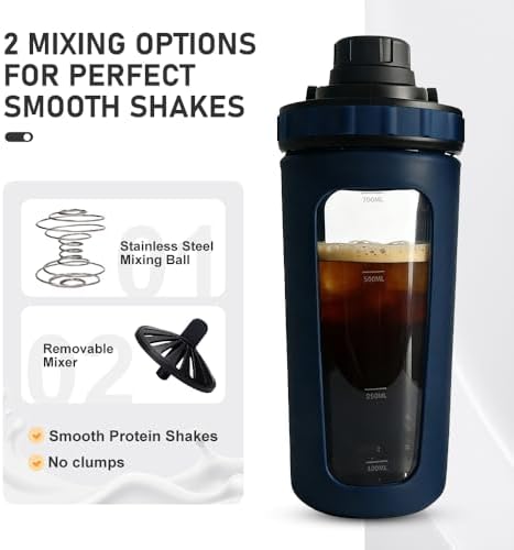 BYLWORKOUT 26 oz Glass Shaker Bottle with Silicone Sleeve and Mixing Ball - Image 2