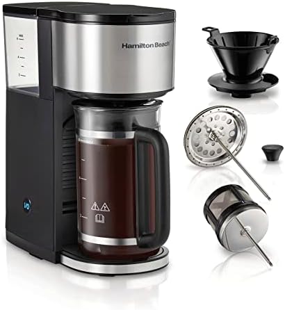 Home Barista 7-in-1 Small Coffee Maker with Seven Ways to Brew, 6 Cup Carafe, Drip, Single Serve, French Press, Pour Over, Cold Brew, Easy-Fill Reservoir, Black (46251)