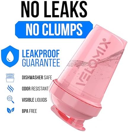 VELOMIX 2 Pack 20oz Protein Shaker Bottle for Protein Mixes, Pink/Black - Image 3