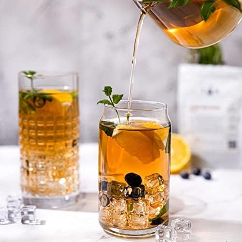 Set of 10 Patented Can Shaped® Drinking Glasses - 16oz Clear Irish Glass Cups for Margarita, Cocktails, Iced Coffee, Tea, Soda, Whiskey, Water and Beer.