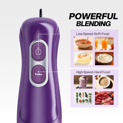 Immersion Blender Corded 400W, 2 Speed, Emulsifier, Blend, BPA-Free