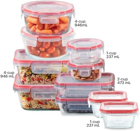 Freshlock (10-Pack) Mixed Sizes Airtight Glass Food Storage Set