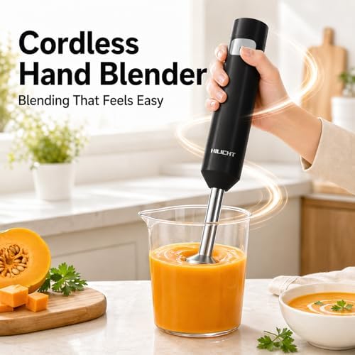 Cordless Immersion Hand Blender (Stick Blender) – Smooth, Controlled Blending for Everyday Cooking, 12V Brushless Motor, Pressure-Sensitive Variable Speed, USB-C Rechargeable, Easy-Clean (Black) - Image 2
