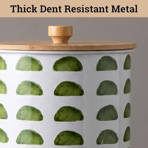 Kitchen Canisters for Countertop Set of 4, Patterned Iron w/ Airtight Lids