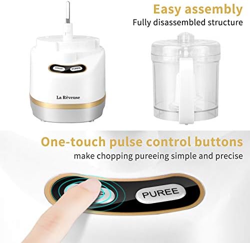 La Reveuse 2 Cup Mini Food Processor, Electric Chopper Small, White - Image 4
