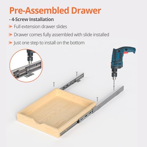Wooden Pull Out Cabinet Organizer, 21'' Deep Slide Out Drawer