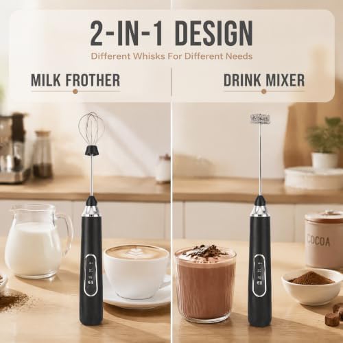 Rechargeable Hand Mixer, Mini Electric Egg Beater for Baking Cooking, Black