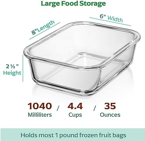 8 Pack 35 oz Glass Containers - Airtight, Microwave, Oven