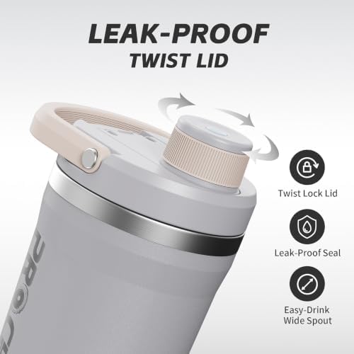 PROCHAIN Insulated Stainless Steel Protein Shaker Bottle, 20oz Metal Mixer - Image 3