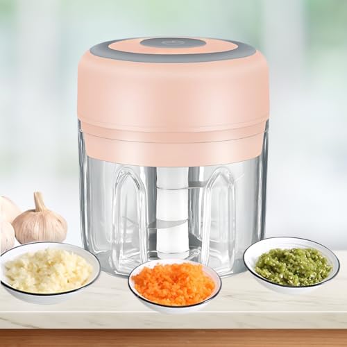 Electric Baby Food Maker & Garlic Chopper, USB Rechargeable Mini Processor, Easy Clean Design, 250ML (Pink) - Image 2