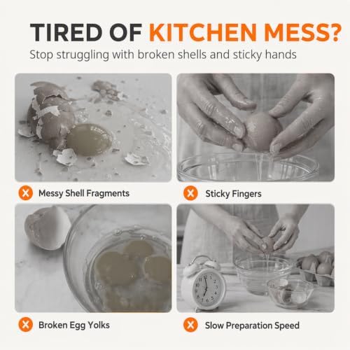 Egg Shell Opener, 2026 Upgraded Efficient Egg Cracking Tool Handy Egg Separator for Home Daily Use, Compact No Mess Easy Egg Opener for Kitchen Gadgets (R)