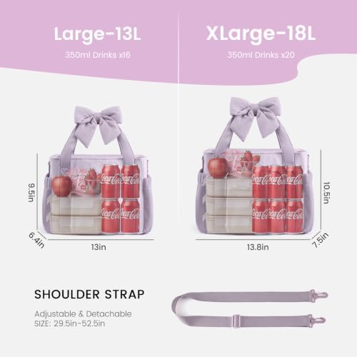 Insulated Lunch Box for Women,Adult Lunch Cooler Tote Bag with Bow