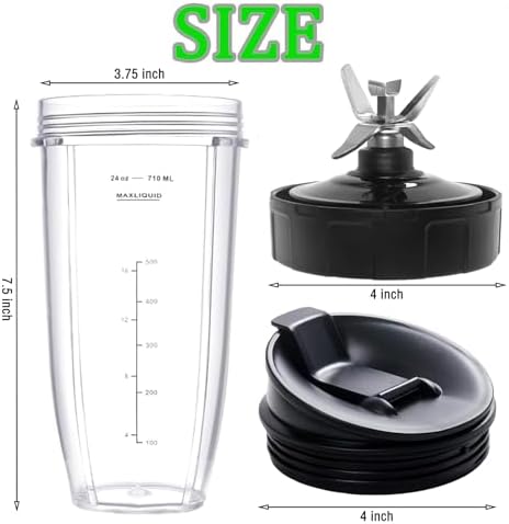 2 Packs Blender Cups & 7 Fins Blender Blade Replacement Compatible with Ninja Blenders BN401 BN751 BN801 BL642 BL480-30 BL490-30 BL640 CT680 CT640C CT641 NN100 NN210 NN102 BL2012 - Image 4
