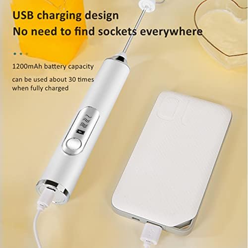 Rechargeable Milk Frother - 3-Speed Electric Handheld Coffee Mixer With 2 Whisks and Decoration Tool, Stand-up Design for Latte, Cappuccino, Cream (White) - Image 4