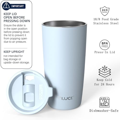 TILUCK 20 oz Insulated Coffee Tumbler with BPA-Free Lid - Image 2