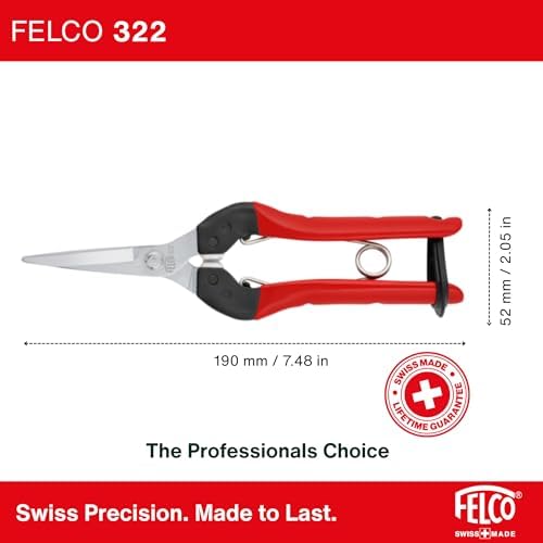 F322 Pruning Snips – 9.84" Garden Clippers with Curved Blade & Rounded Tip | Pruning Shears for Gardening | Garden Snips and Pruners with Carbon Steel Blade, Sap Groove