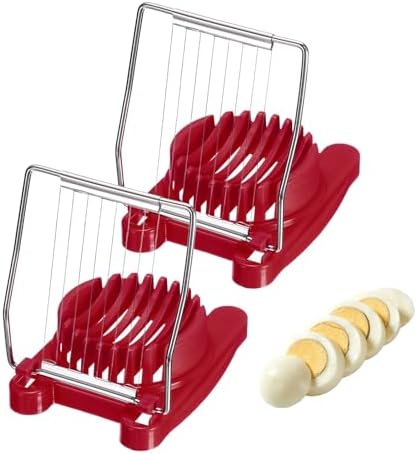 uxcell 2 Pack Egg Slicer for Hard Boiled Eggs, Stainless Steel Wire, Red by uxcell