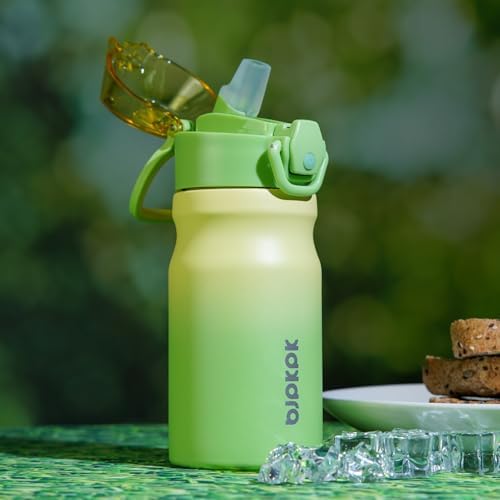 BJPKPK 14 oz Insulated Water Bottle, Straw, Handle, Stainless Steel Flask - Image 5