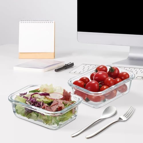 12 Pack, 22 oz Glass Meal Prep Containers with Lids, Gray Set