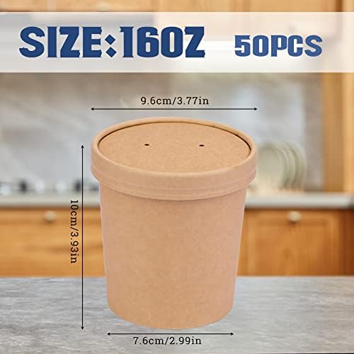 Wuadua Soup Containers with Lids Paper Ice Cream Containers 16oz 50 Pack - Image 2