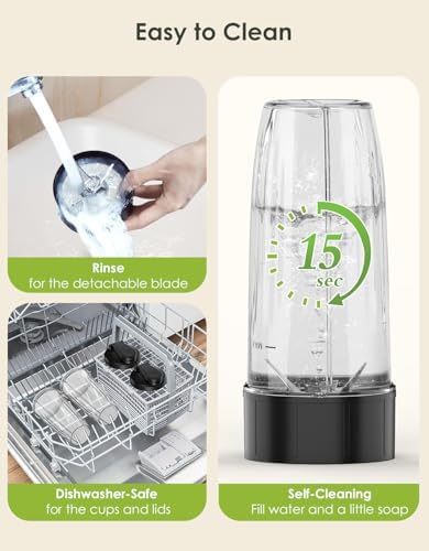 Blender and Grinder Combo, 1100W Personal Blender for Smoothie and Shake - Image 6