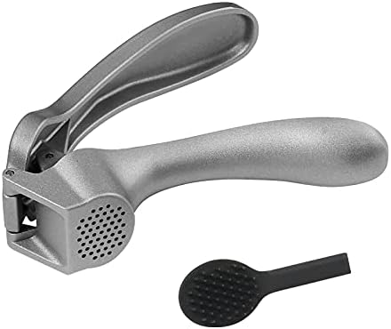 Garlic Press, Garlic Mincer Easy-squeeze Ergonomic Handle, Rust Proof, No Need To Peel, Professional Ginger Press & Garlic Crusher with Handy Cleaning Brush- Dishwasher Safe