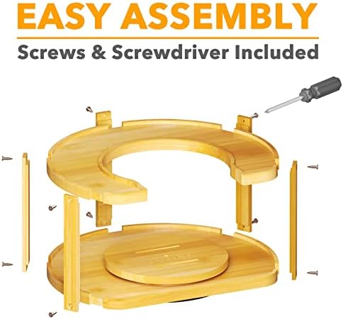 2 Tier Bamboo Spice Rack Organizer, Lazy Susan Turntable for Cabinet, Home Kitchen Spices Spinning Rotating Shelf Racks for Pantry Seasoning Bottle Holder Storage (Two Tier, Natural)