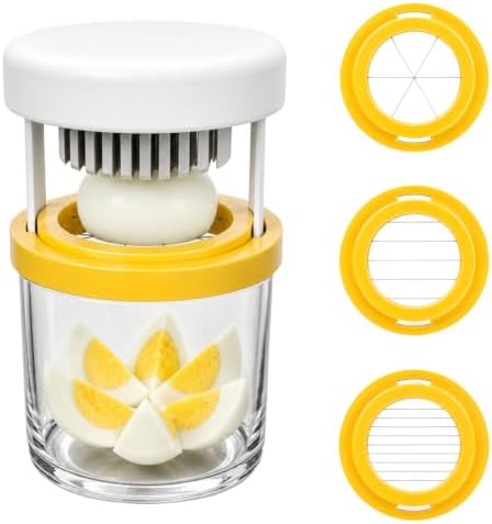 Vespara Egg Slicer for Hard Boiled Eggs, 3 -in-1 Slice Modes Egg Cutter, fruit cutter, Strawberry Slicer Grape Cutter Cup, Heavy Duty Stainless Steel Dicer for Strawberry, Banana, Grape, Mushroom by Unknown