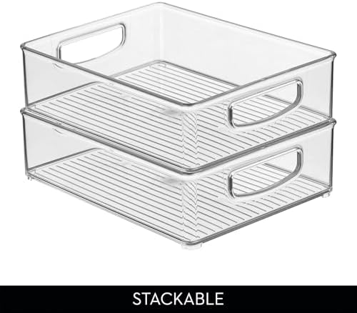 Plastic Stackable Pantry Bin, Set of 4, Clear