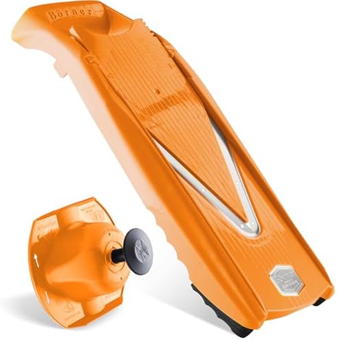 Mandoline Food Slicer V5 (Basic Set) by Reston Lloyd • V-Slicer with Food Holder • Made in Germany • Fruit & Vegetable Chopper • Multiple Settings • Color: Orange