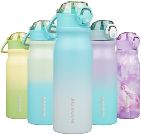 BJPKPK 25 oz Insulated Water Bottle, Straw, Handle, Stainless Steel Flask by BJPKPK