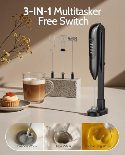 Milk Frother Handheld: LED & Wireless Charge, 3 Heads 3 Speeds - Image 6