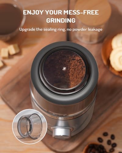SHARDOR Electric Super Silent Blade Coffee Grinder, Timed Grind Control Rotary Knob, Adjustable Coarse to Fine for Coffee Beans, Spices & Herbs, with 1 Removable Stainless Steel Bowl, Light Gray - Image 5