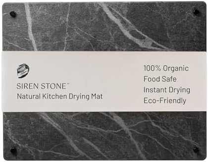 Natural Stone Dish Drying Mat 18" x 14", Slate Color - Diatomaceous Earth Kitchen Mat | Quick Drying, Non-Toxic, BPA-Free, Eco-Friendly | Female-Founded USA Brand