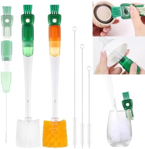 OUTXE 5 Pack Bottle Brush Set, 5-in-1 Multifunctional Water Bottle Cleaning Brush 2 Pack, with Nipple Brush, Detail Brush for Cup Lid Gap, 12" 10" 8" Straw Brush for Stanley Yeti by OUTXE