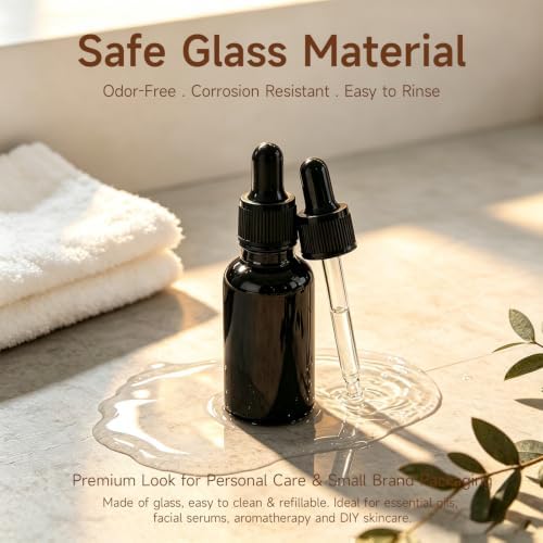 6 PCS Glass Dropper Bottles, 20ml / 0.68 fl oz, Black - Image 5