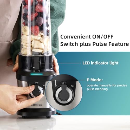 Smoothie Blender with 2 x 24oz To-Go Cups, 400W, Stainless Steel