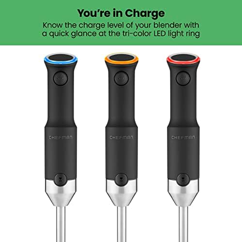 Chefman Cordless Power Portable Immersion Blender, Ice Crushing Power with One-Touch Speed Control, USB Charging, Quickly Mixes Smoothies, Purees Soups, Dips, Sauces, Storage Case, Stainless Steel - Image 6