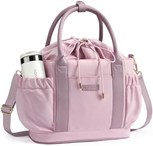 Drawstring Insulated Lunch Bag Women,Adult Lunch Box,Pink