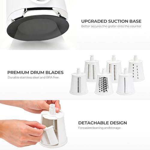 SUSTEAS Rotary Cheese Grater Hand Crank, Kitchen Shredder Vegetable Slicer - Image 6