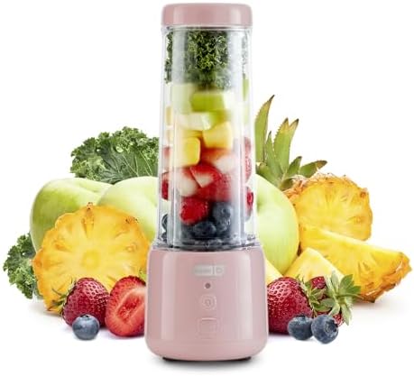 Dash Portable Blender for Smoothies and Protein Shakes – Personal Mini Smoothie Maker, USB-C Rechargeable, BPA Free, Single Serve Travel Blender Cup, Dishwasher Safe Parts, Leak Proof, 12.8 oz, Rose by Dash