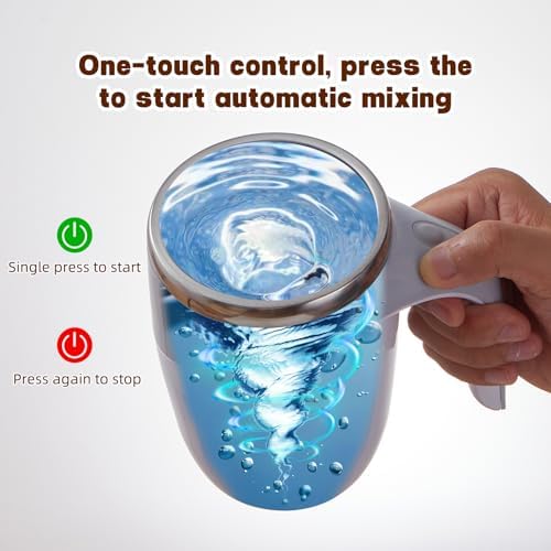 Rechargeable Automatic Stirring Coffee Mug, Stainless Steel White - Image 6