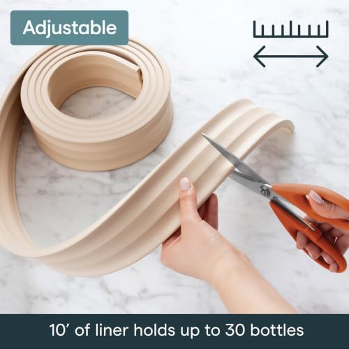 SpiceLiner Adjustable Spice Drawer Liner, 10ft Roll, Sandstone, Seasoning and Spices Bottle Organizer Insert