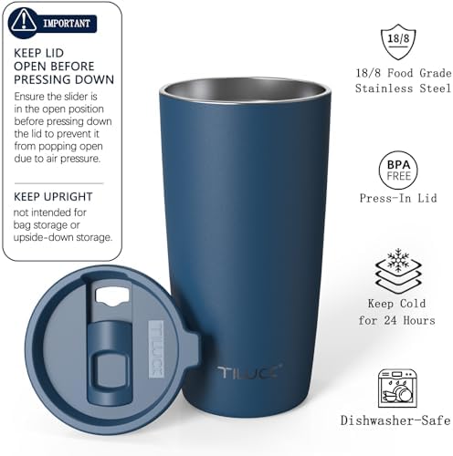 TILUCK 20 oz Insulated Coffee Tumbler with BPA-Free Lid - Image 2