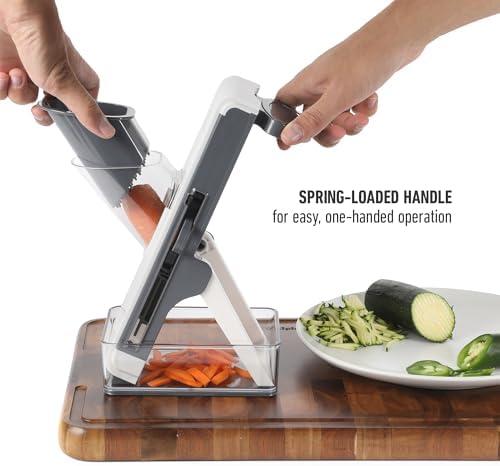 Calphalon Aero Mandoline Slicer, Stainless Steel Vegetable Slicer with Container, Adjustable Mandoline with Interchangeable Blades & Wide Chute for Precision Slicing & Food Prep - Image 6